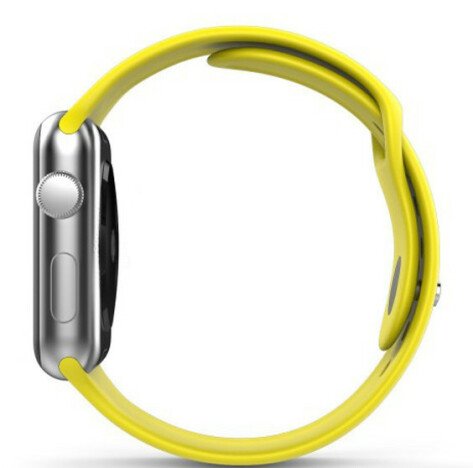 Curea iUni compatibila cu Apple Watch 1/2/3/4/5/6/7, 40mm, Silicon, Yellow