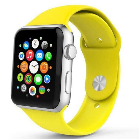 Curea iUni compatibila cu Apple Watch 1/2/3/4/5/6/7, 40mm, Silicon, Yellow